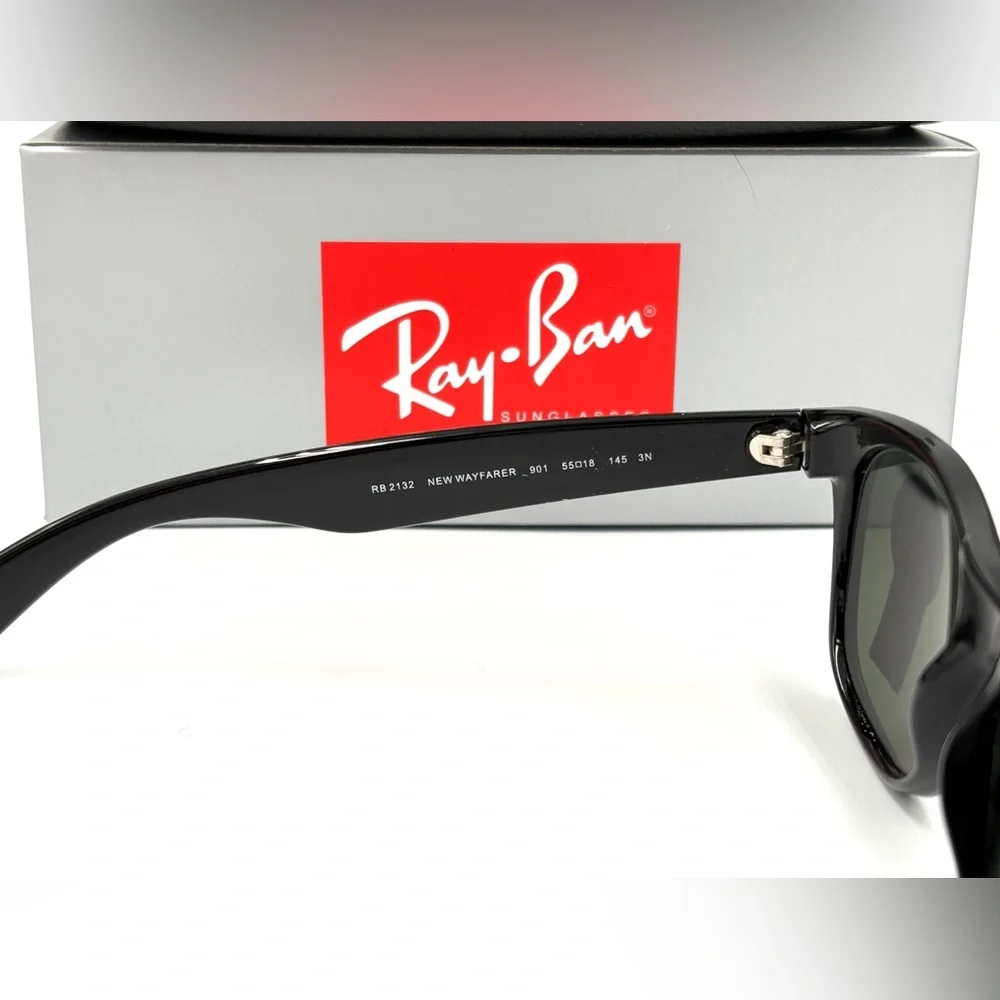 Black Ray Ban Sunglasses RB2132 New Version Unisex Fit Rectangle G-15 Lens - Picture 7 of 11